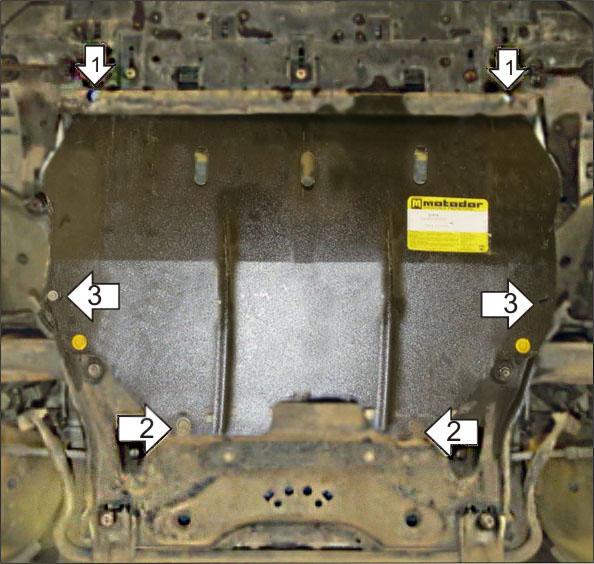 Защита стальная Мотодор (Двигатель, Коробка переключения передач), 2 мм, Сталь для Citroen C4 2008-2010 арт. 71604