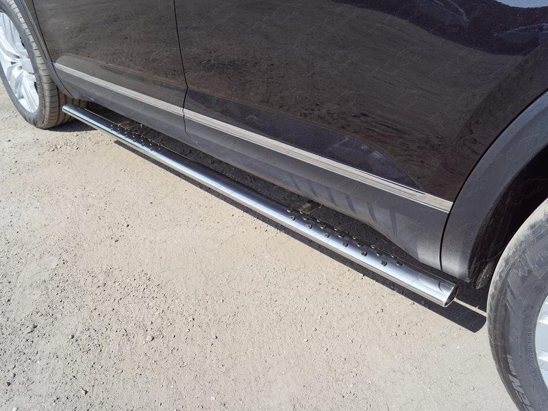 Пороги овальные с проступью 75х42 мм для автомобиля Volkswagen Teramont 2018-, TCC Тюнинг VWTER18-29