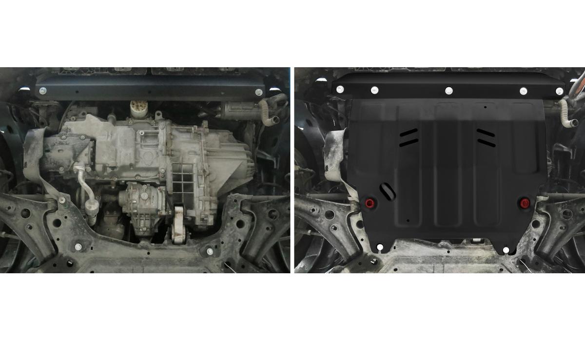 Защита картера и КПП АвтоБроня для Ford EcoSport (V - 1.6; 2.0) 2014-2018, штампованная, сталь 1.8 мм, с крепежом, 111.01852.1
