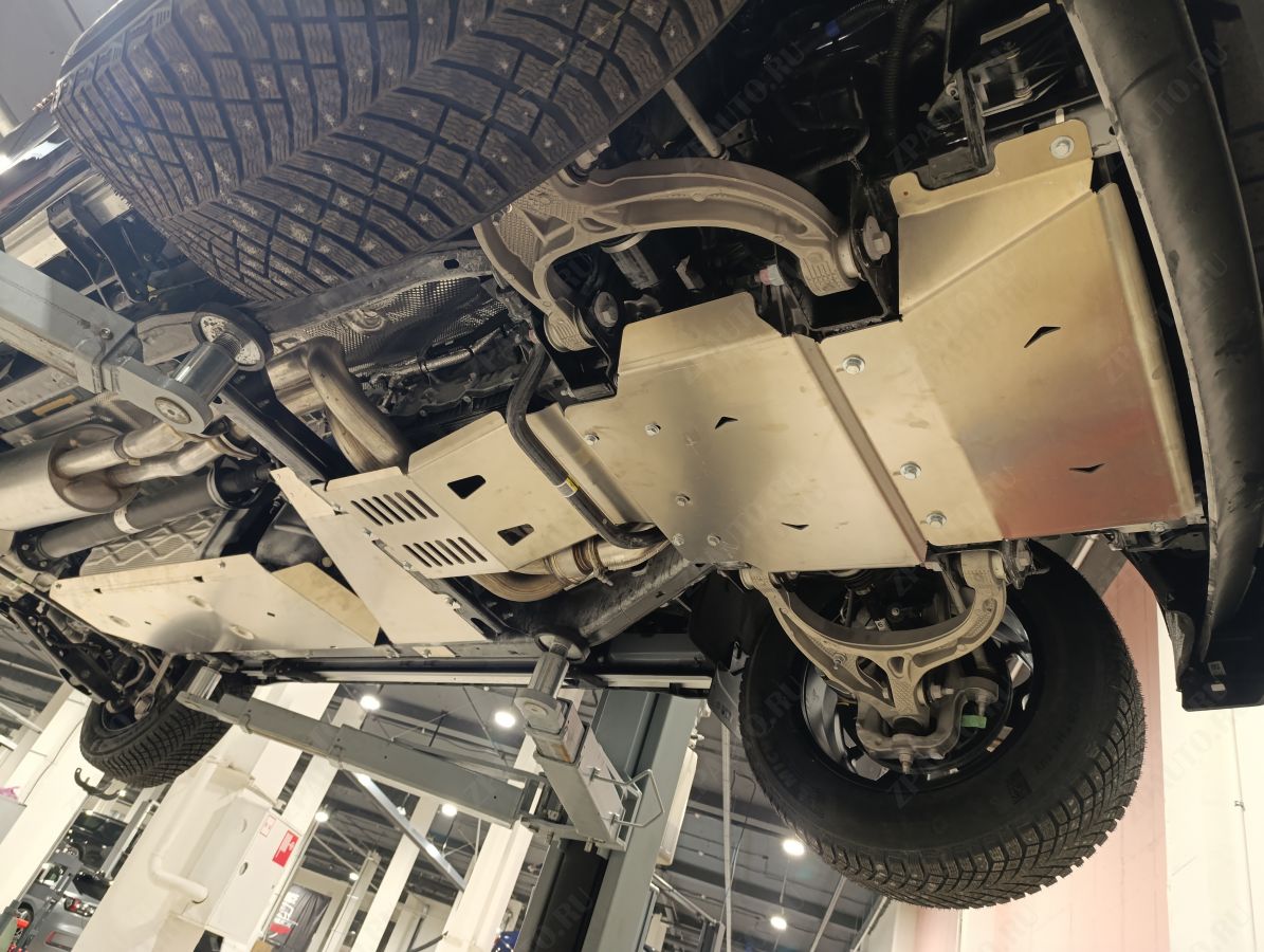 04.51ABC Защита днища JEEP Grand Wagoneer, V-6,4 (2021-) \ Wagoneer, V-5,7 4WD из 4-х частей (Алюминий 4 мм)