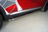 Пороги овальные гнутые с накладкой 75х42 мм для автомобиля Geely Tugella 2020- TCC Тюнинг арт. GEELTUG20-19