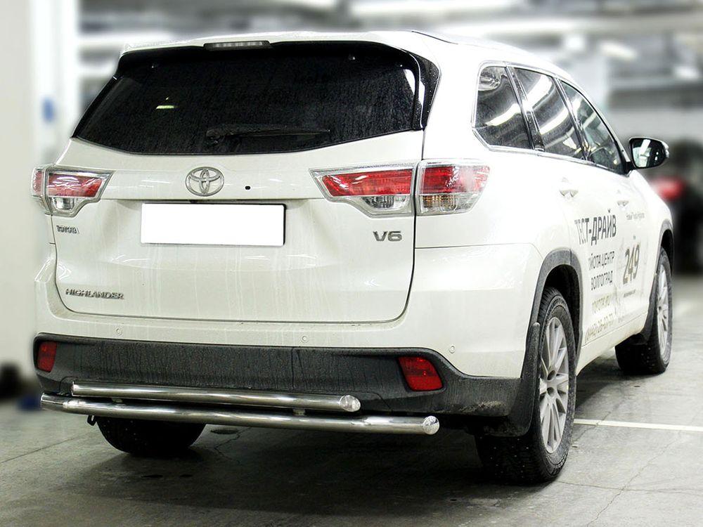 Защита заднего бампера радиусная двойная d-60+53 для Toyota Highlander 2013, Технотек HYG_2014_3.2 HYG2014_3.2