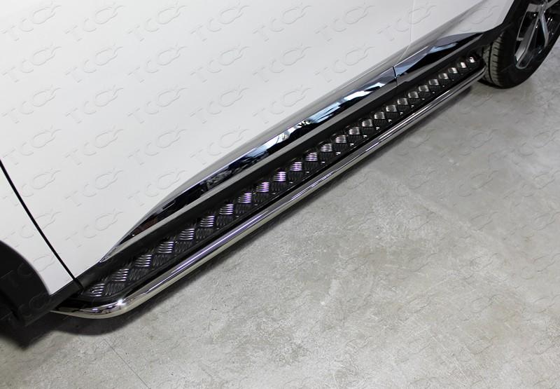 Пороги с площадкой 42,4 мм для автомобиля HAVAL F7 2019- (1,5 л., 4WD) TCC Тюнинг арт. HAVF719-28