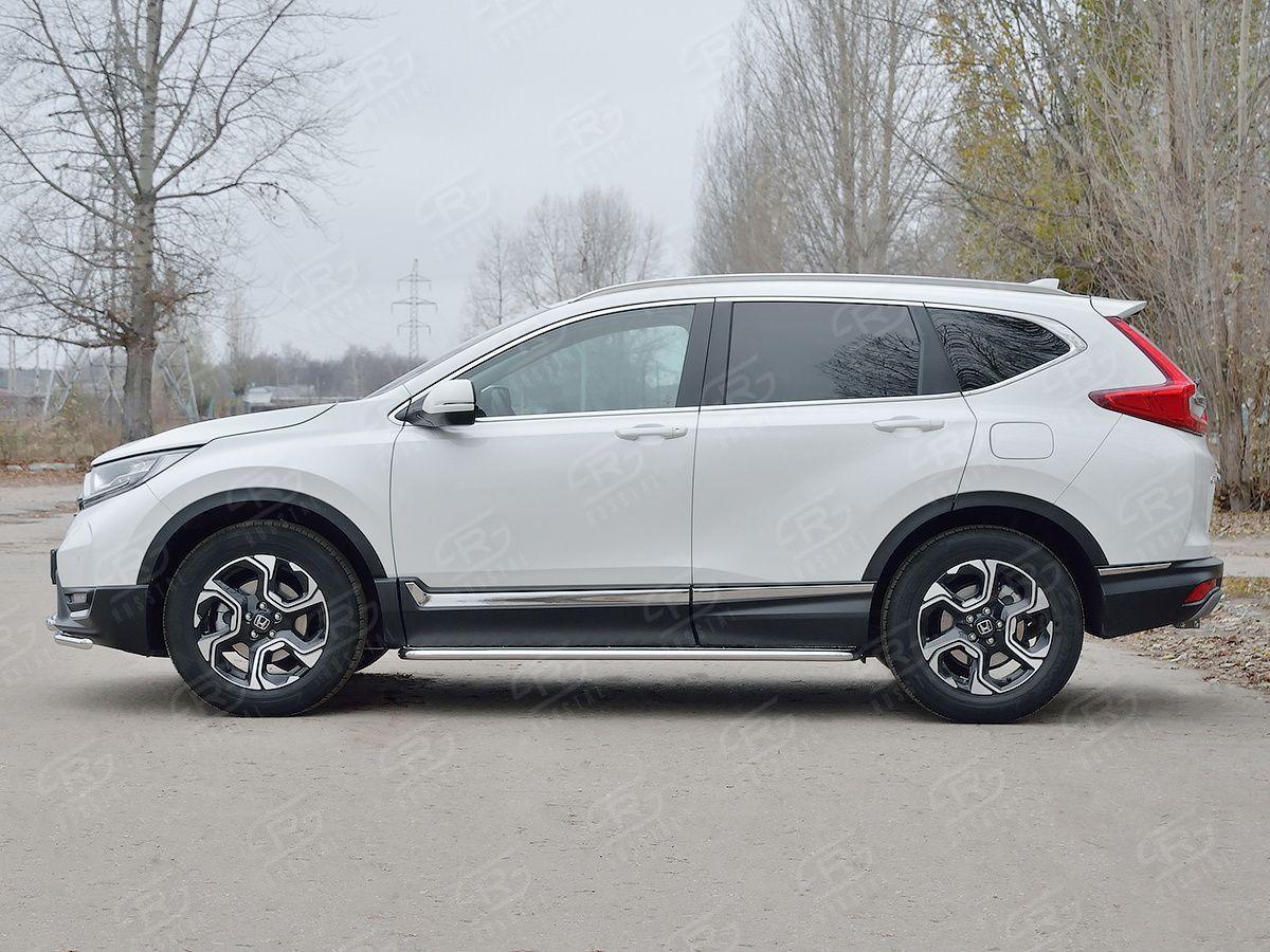 Пороги труба d42 с листом вариант 3 на Honda CR-V 2017, Slitkoff HCRL-0028293