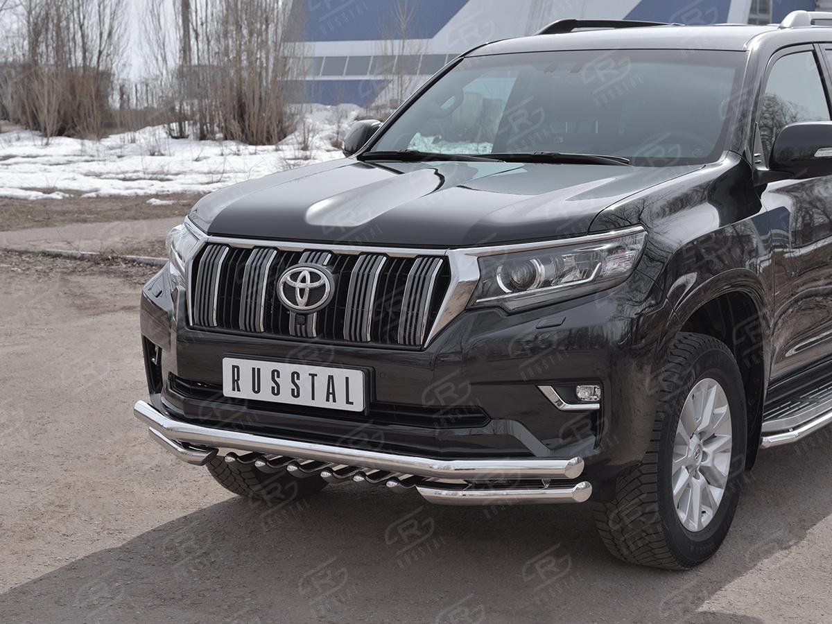 Защита переднего бампера d57 секции-d57 уголки+d42 зубы LCPZ-002861 для автомобиля TOYOTA LC PRADO 150 2017-, Slitkoff