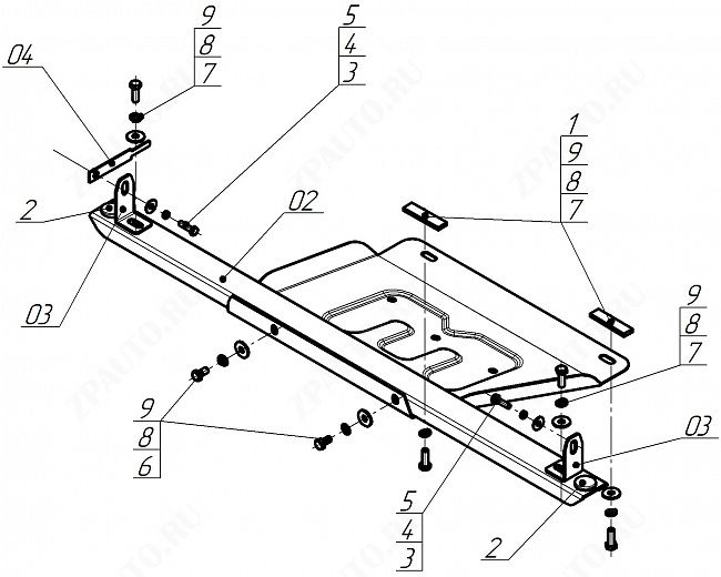 Защита стальная Мотодор (Раздаточная коробка), 2 мм,  для Changan Hunter Plus  2023- арт. 77216