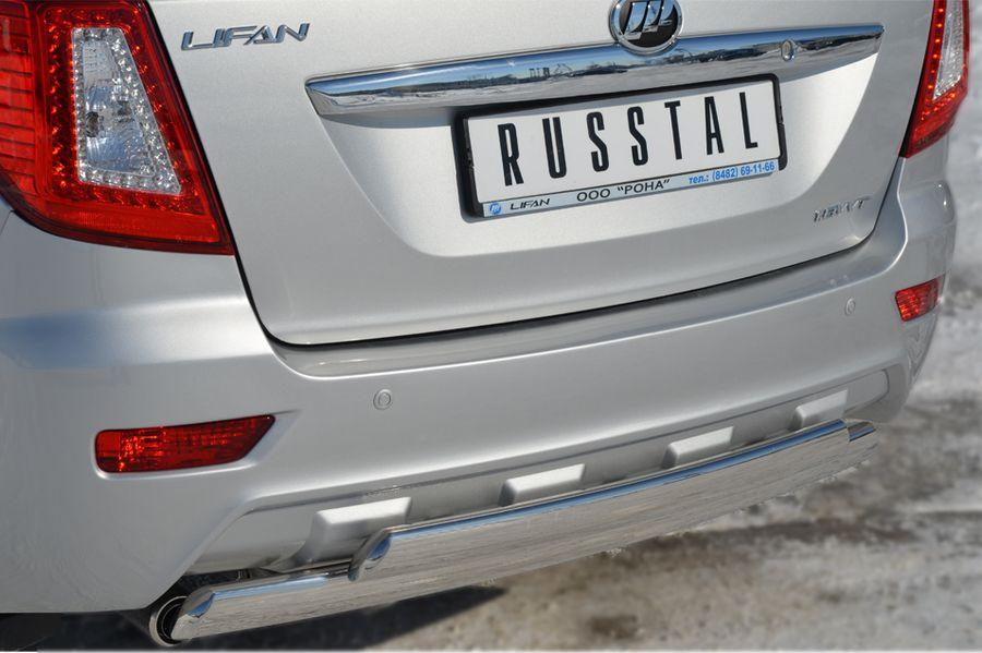 Защита заднего бампера d75х42/75х42 овал для Lifan X60, Slitkoff LFZ-001247