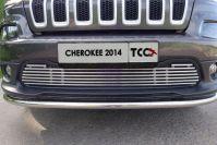 Решетка радиатора 12 мм для автомобиля Jeep Cherokee (Sport, Longitude, Limited) 2014-, TCC Тюнинг JEEPCHER14-03