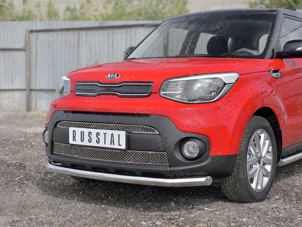 Защита переднего бампера d57 на KIA Soul II 2017, Slitkoff KSOZ-002749