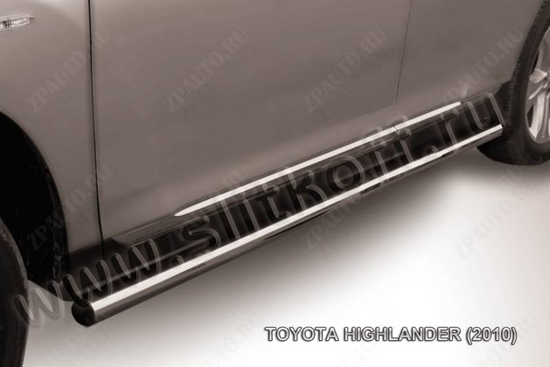 Защита порогов d57 труба Toyota Highlander (2010-2013) Black Edition, Slitkoff, арт. THI010BE