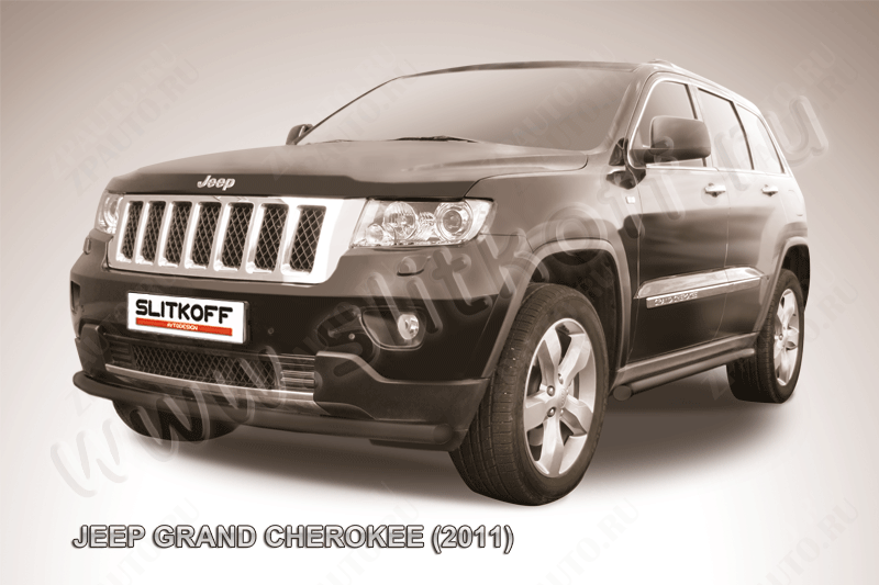 Защита переднего бампера d57 радиусная черная Jeep Grand Cherokee (2010-2013) , Slitkoff, арт. JGCH004B