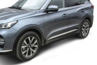 Защита порогов d42 труба черная Chery Tiggo 7 Pro (2020-2023) , Slitkoff, арт. CT7PR-007B