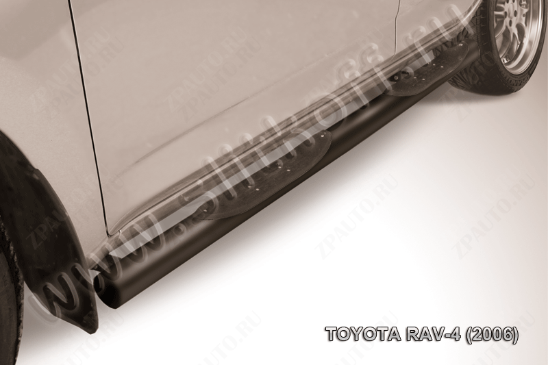 Защита порогов d76 с проступями черная Toyota Rav-4 (2005-2010) , Slitkoff, арт. TR4007B