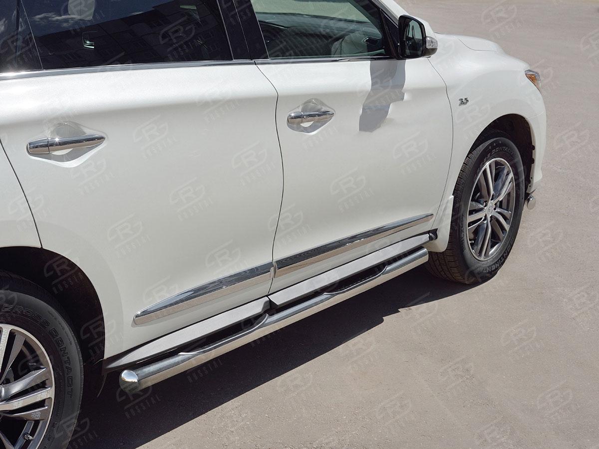Пороги труба d76 с накладкой вариант 3 для Infiniti QX60 2016, Slitkoff IQXT-0026833