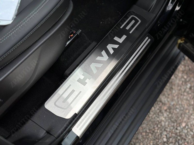 Накладки на пластиковые пороги (лист шлифованный надпись Haval) 2шт Haval H7 2.0 4WD 2024 арт. HAVH724-01