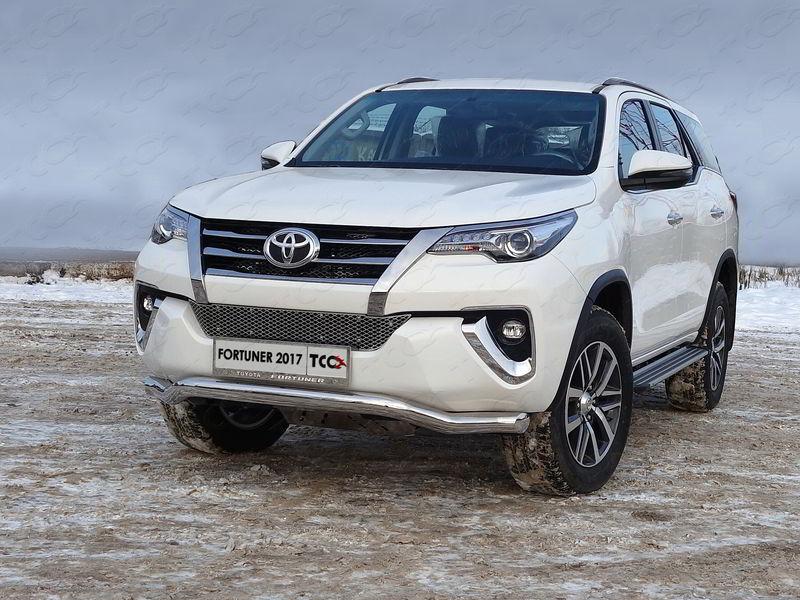 Защита передняя (волна) 76,1 мм для автомобиля Toyota Fortuner 2017-, TCC Тюнинг TOYFORT17-21