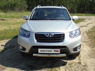 Защита передняя нижняя (овальная) 75х42 мм код HYUNSF10-02 для автомобиля Hyundai Santa Fe 2010-2011, TCC Тюнинг