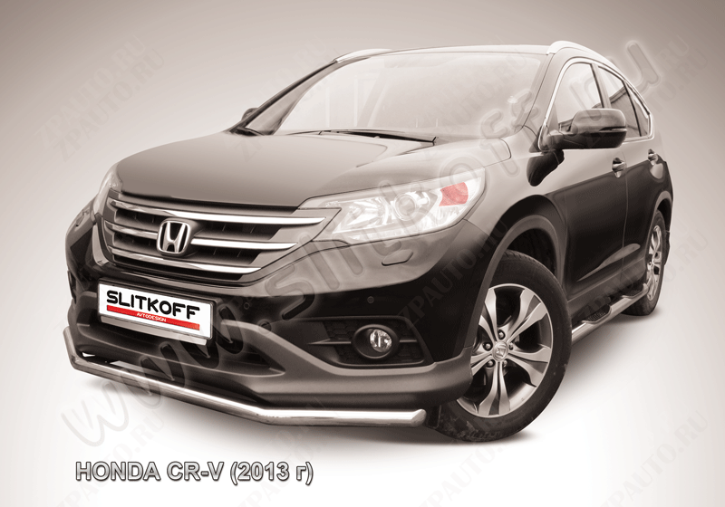 Защита переднего бампера d57 Honda CR-V 2L (2011-2015) Black Edition, Slitkoff, арт. HCRV13-004BE