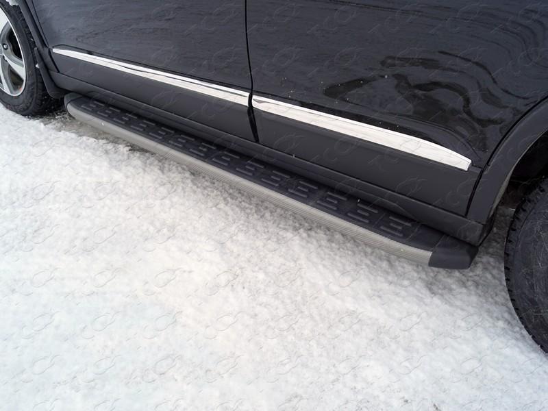 Пороги алюминиевые с пластиковой накладкой (карбон серые) 1720 мм для автомобиля Great Wall Haval H6 2015-, TCC Тюнинг HAVH615-19GR