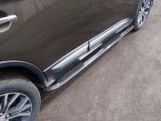 Пороги овальные гнутые с накладкой 75х42 мм для автомобиля Mitsubishi Outlander 2018-, TCC Тюнинг MITOUT18-19