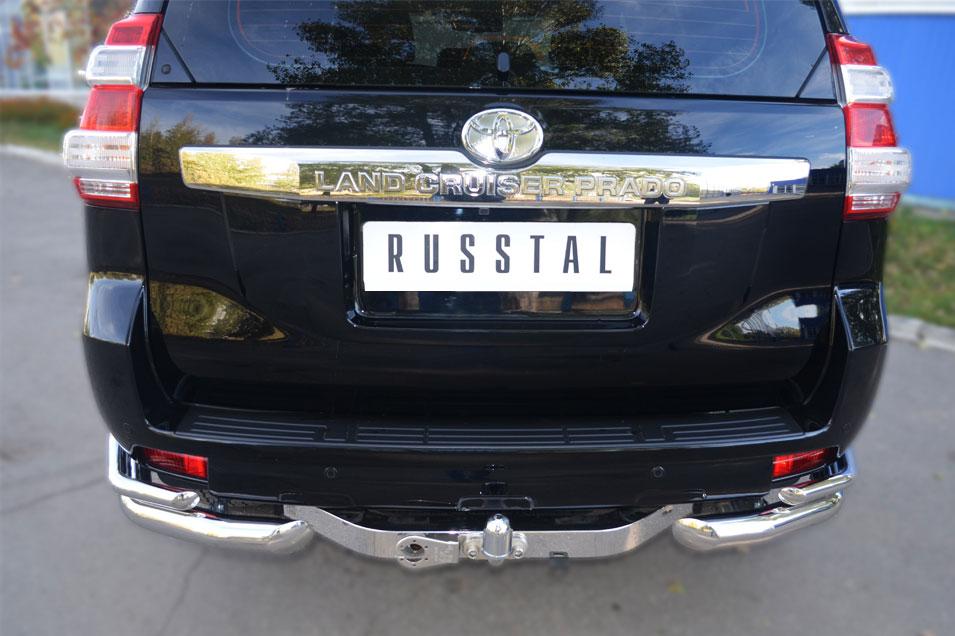 Защита заднего бампера уголки d76/42 длинные для Toyota LC Prado 150 2014, Slitkoff LCPZ-001722