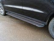 Пороги алюминиевые "Slim Line Black" 1720 мм для автомобиля Geely Emgrand X7 2018-, TCC Тюнинг GEELEMGX718-22B