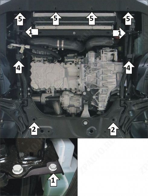 Защита стальная Мотодор (Двигатель, Коробка переключения передач), 2 мм, сталь для CHERYEXEED VX 2021- арт. 79005