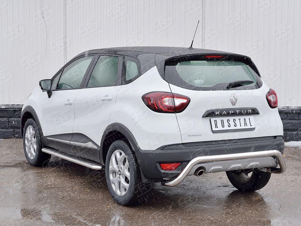 Защита заднего бампера d57 волна под машину Renault Kaptur 2016, Slitkoff RKPZ-002471