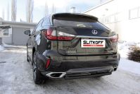 Защита заднего бампера d57 короткая черная Lexus RX-350 (2015-2019) , Slitkoff, арт. LRX15-007B