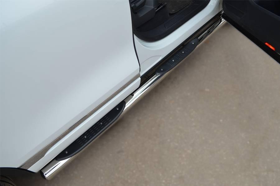 Пороги труба d76 с накладками вариант 3 для Volkswagen Touareg 2010, Slitkoff VTT-0007023