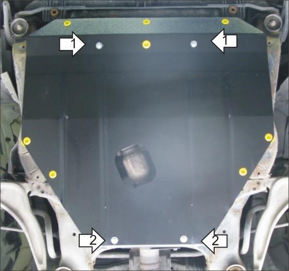 Защита стальная Мотодор (Двигатель, Коробка переключения передач), 2 мм, Сталь для Nissan Altima 2001-2006 арт. 01416