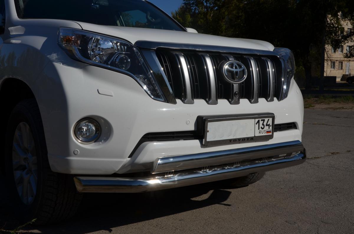 Защита переднего бампера двойная d76/75x42 овал для Toyota Land Cruiser Prado 150 (Тойота Ленд Крузер Прадо 150), TLCP150.10.04-75, Россия