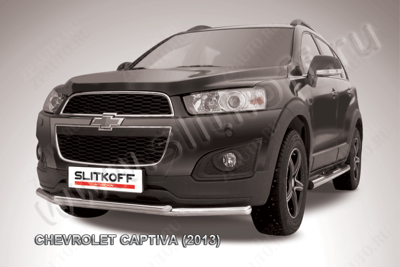 Защита переднего бампера d57+d42 двойная Chevrolet Captiva (2013-2016) , Slitkoff, арт. CHCap13-001