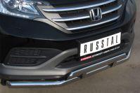 Защита переднего бампера d63/75х42 овал для Honda CR-V 2013, Руссталь HVZ-001338