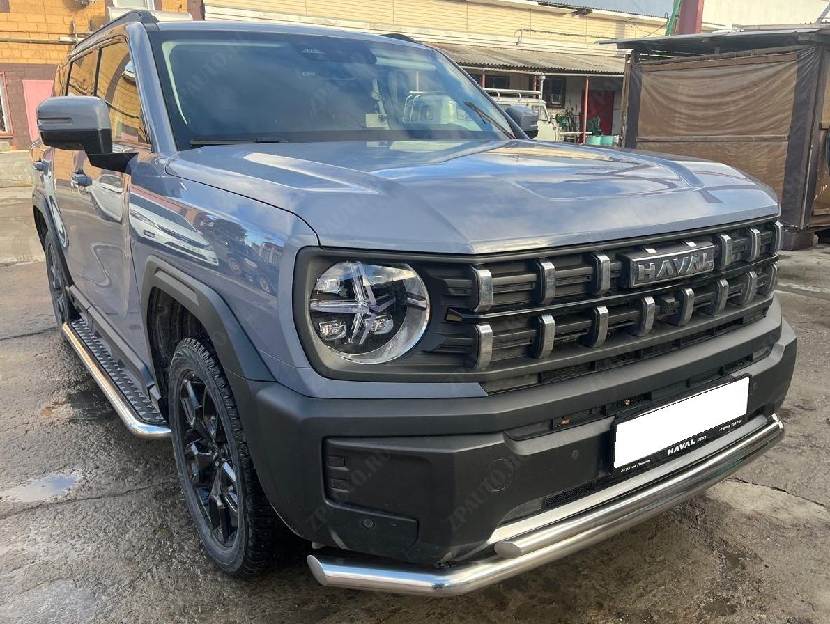 Защита переднего бампера двойная для автомобиля HAVAL H3 2024 арт. HVH3.24.03