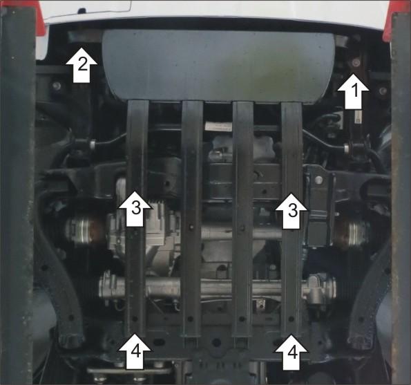 Защита алюминиевая Мотодор (Радиатор, Двигатель), 8 мм, Алюминий для Volkswagen Amarok 2016- арт. 382711