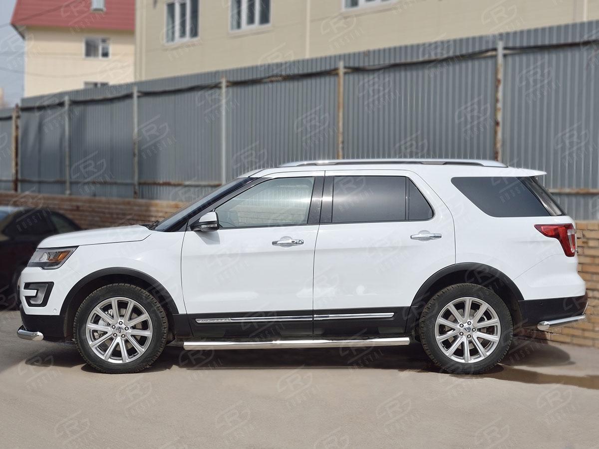 Пороги труба d76 с накладкой вариант 3 для Ford Explorer 2015, Slitkoff FET-0026653