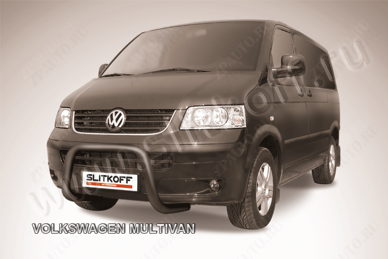 Кенгурятник d57 низкий мини черный Volkswagen Multivan (2003-2015) , Slitkoff, арт. VWM002B