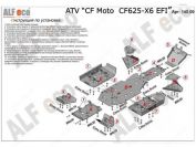 Комплект защиты квадроцикла CF Moto X6 EFI 2011-, алюминий 4мм, ALFeco, арт. ALF14025al