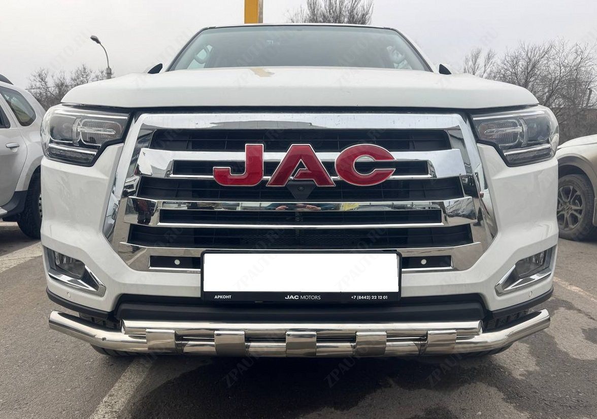 Защита переднего бампера двойная с перемычками для автомобиля JAC  T8 Pro 2020 арт. JAC.T8P.20.75