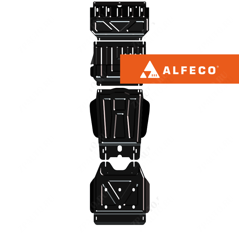 Защита  радиатора, картера, КПП и РК (4 части) Fiat Fullback 2015-2020 V-2,4 , ALFeco, сталь 1.5мм, арт. ALF1447-48-49st-2