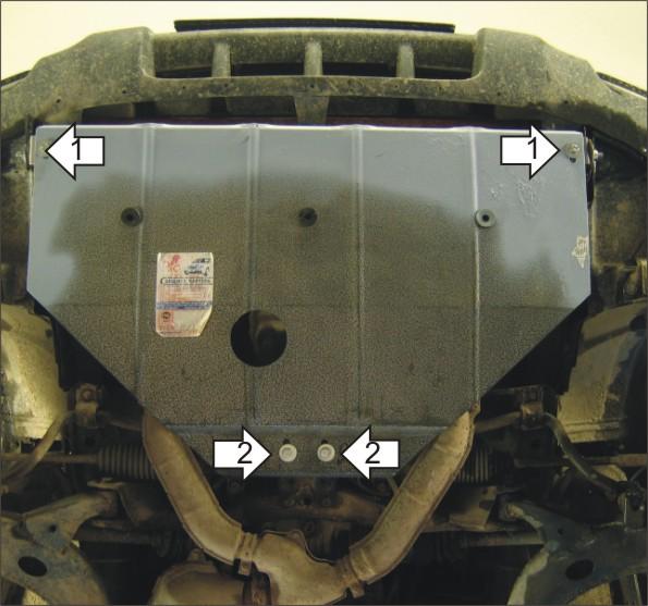 Защита стальная Мотодор (Двигатель, Радиатор), 2 мм, Сталь для Subaru Forester 1997-2002 арт. 02205