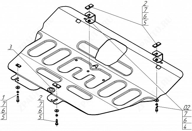 Защита АвтоСтандарт (Двигатель, Коробка переключения передач), 1,5 мм,  для Jetour Dashing  2023- арт. 59013