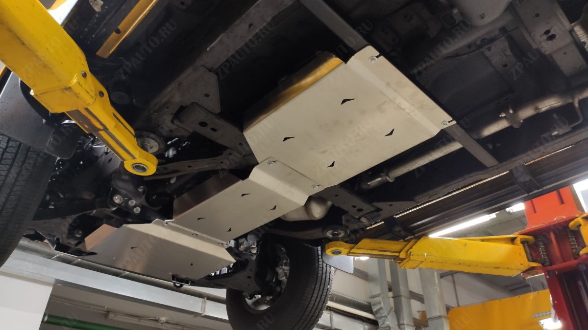 52.02ABC Защита картера двигателя, КПП и РК DONGFENG DF6 (2022-) из 4х частей (Алюминий 4 мм)