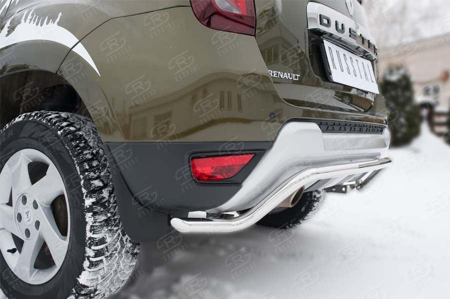 Защита заднего бампера d42 волна длинная на Renault Duster 2015, Slitkoff RDZ-002187