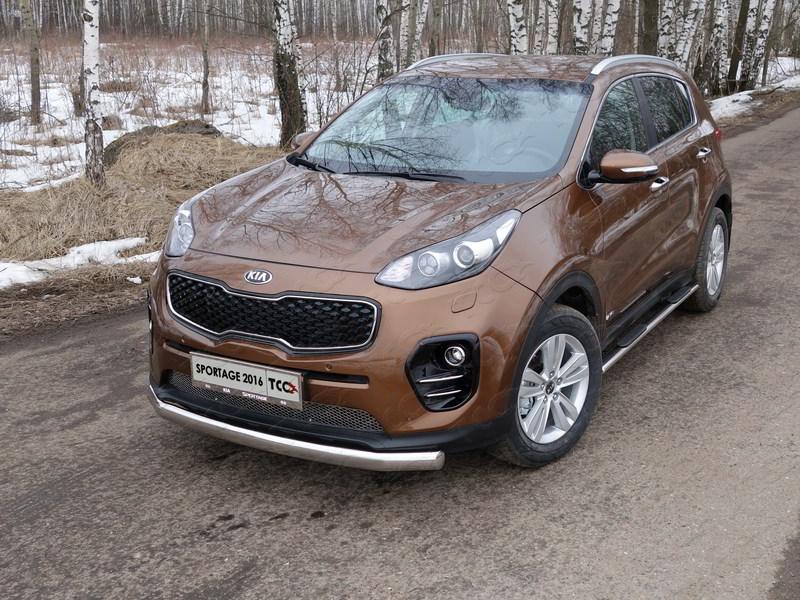 Защита передняя нижняя (овальная) 75х42 мм для автомобиля Kia Sportage (QL) 2016-2018, TCC Тюнинг KIASPORT16-20