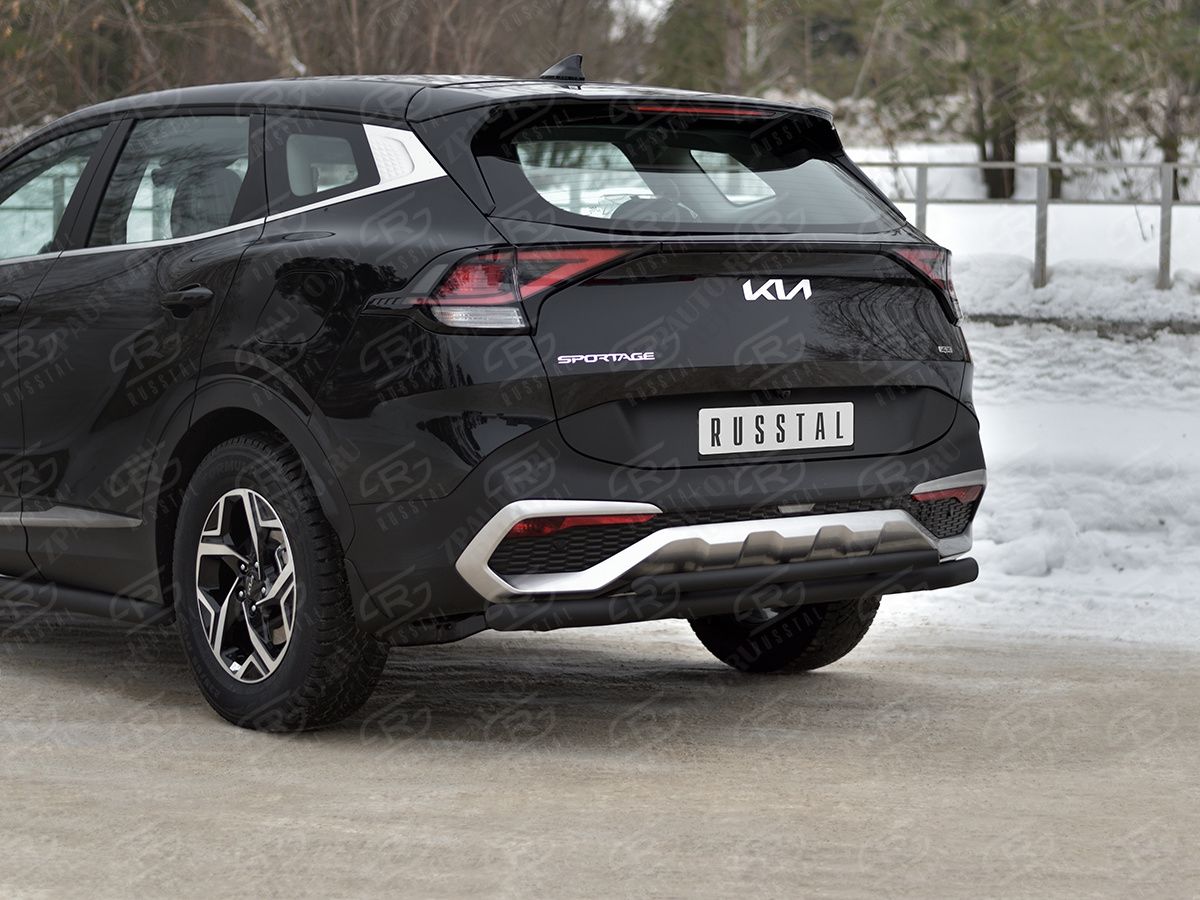 KIA SPORTAGE 2021- Защита заднего бампера d57 секции-d42дугаblack (NOT STYLE AND X-LINE) KSZ-004035CH