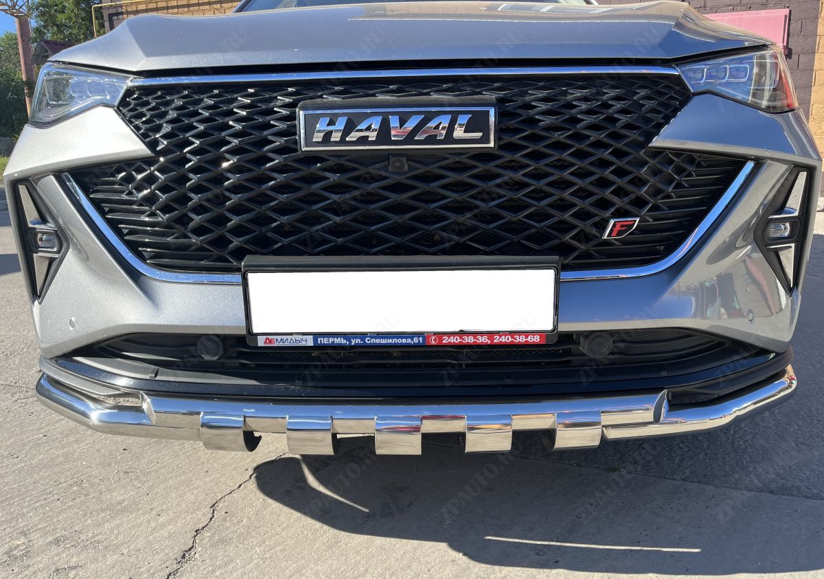 Защита переднего бампера (G) с подгибами для автомобиля HAVAL F7 2022 Рестрайлинг арт. GWF7.22.05-1