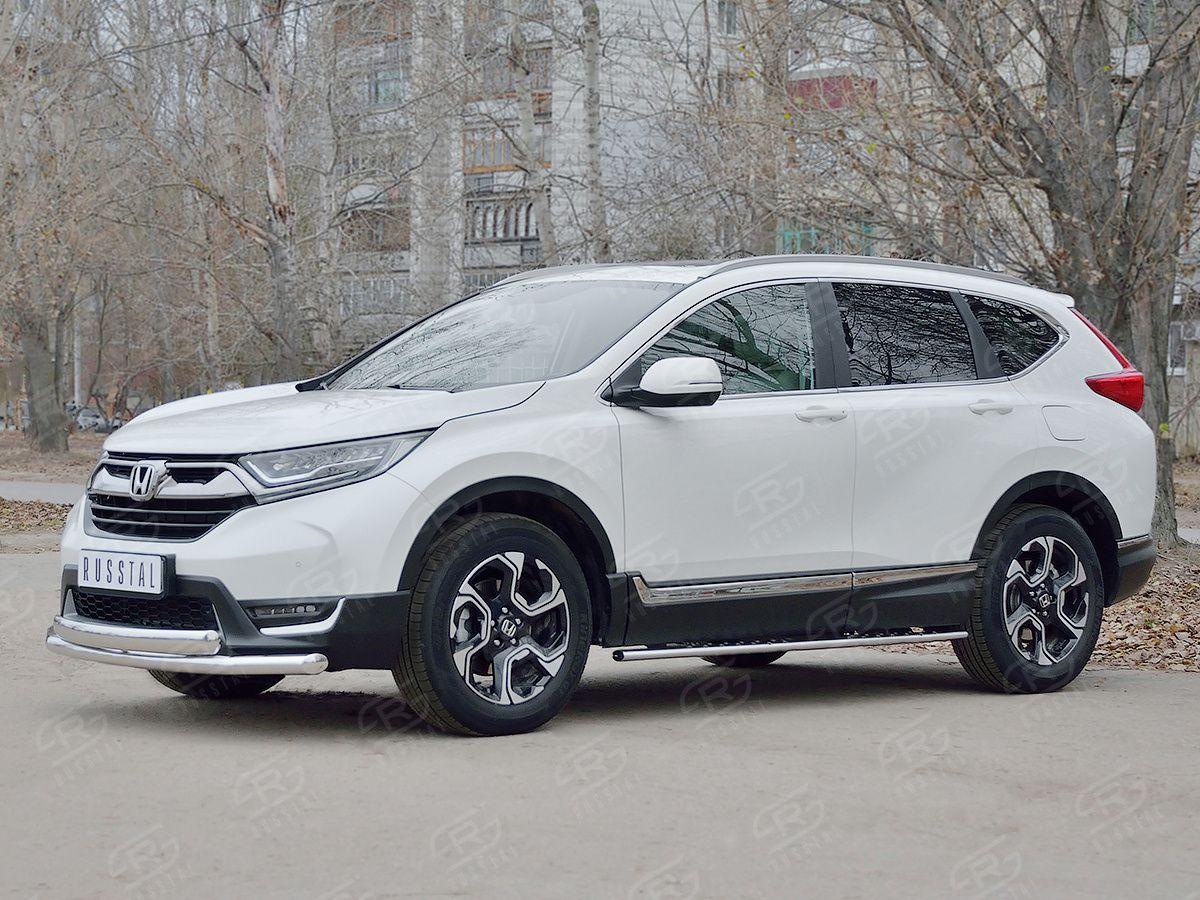 Защита переднего бампера d57/75х42 на Honda CR-V 2017, Slitkoff HCRZ-002828