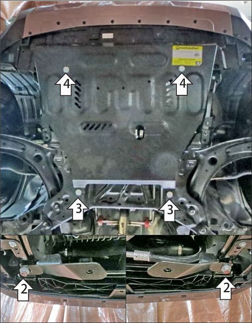 Защита стальная Мотодор (Двигатель, Коробка переключения передач), 2 мм,  для Haval H3  2024- арт. 73108